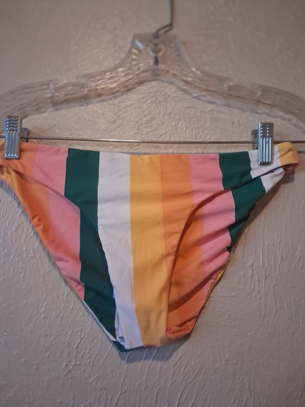 Volcom Vertical Stripe Bikini Bottom - Pink, Green, Yellow, White